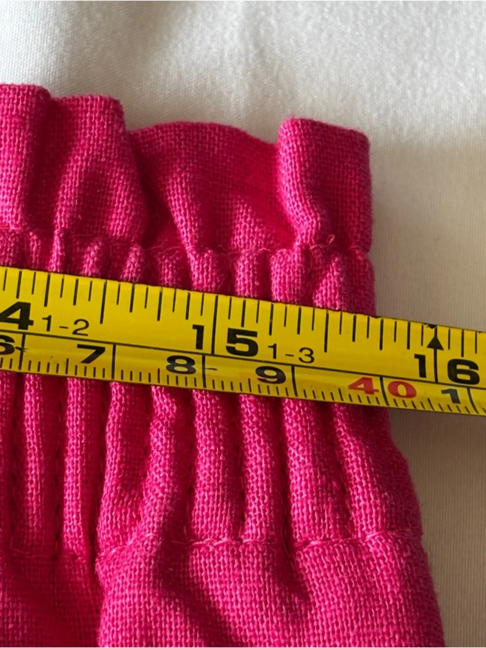 J. Crew Bright Pink Scalloped Mini Skirt Size 10 Elastic Waist Lined Linen - Picture 7 of 8